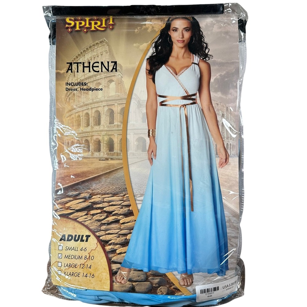 Spirit Halloween Athena‎ Costume Adult Medium 8-10 Blue Greek Goddess Dress Only